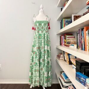 Moda Posa Smocked Floral Boho Maxi Dress Large